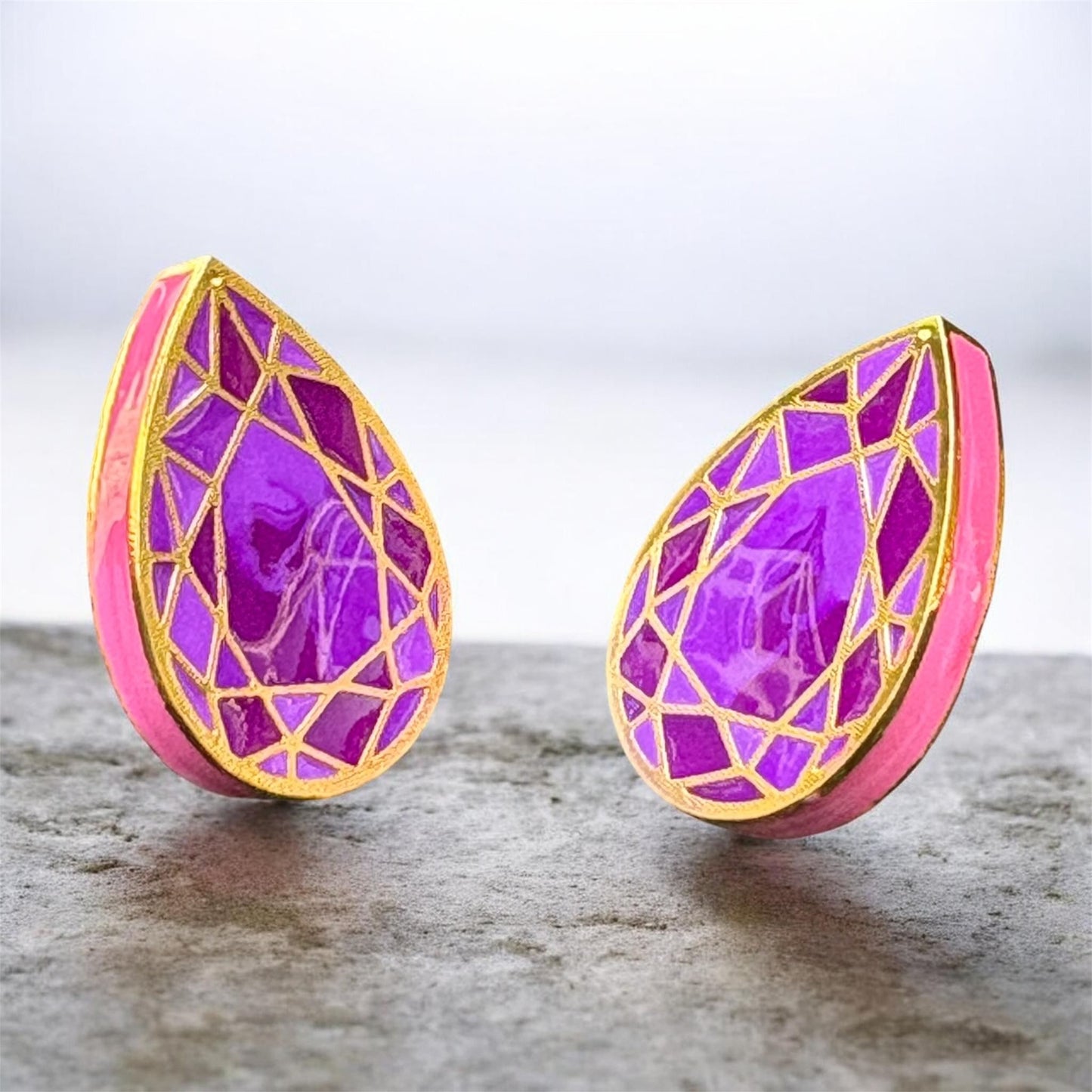 Gem Drop Studs - Blue