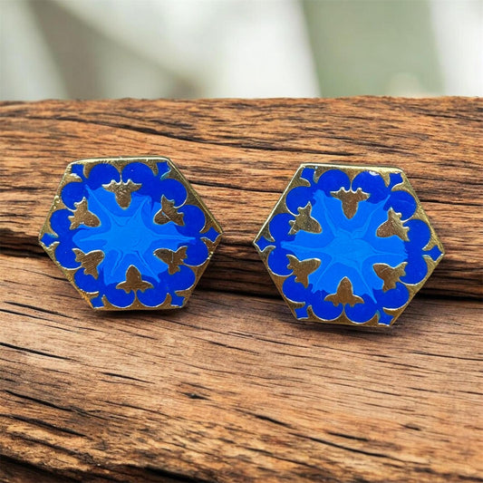 Blush Bloom Hex Studs