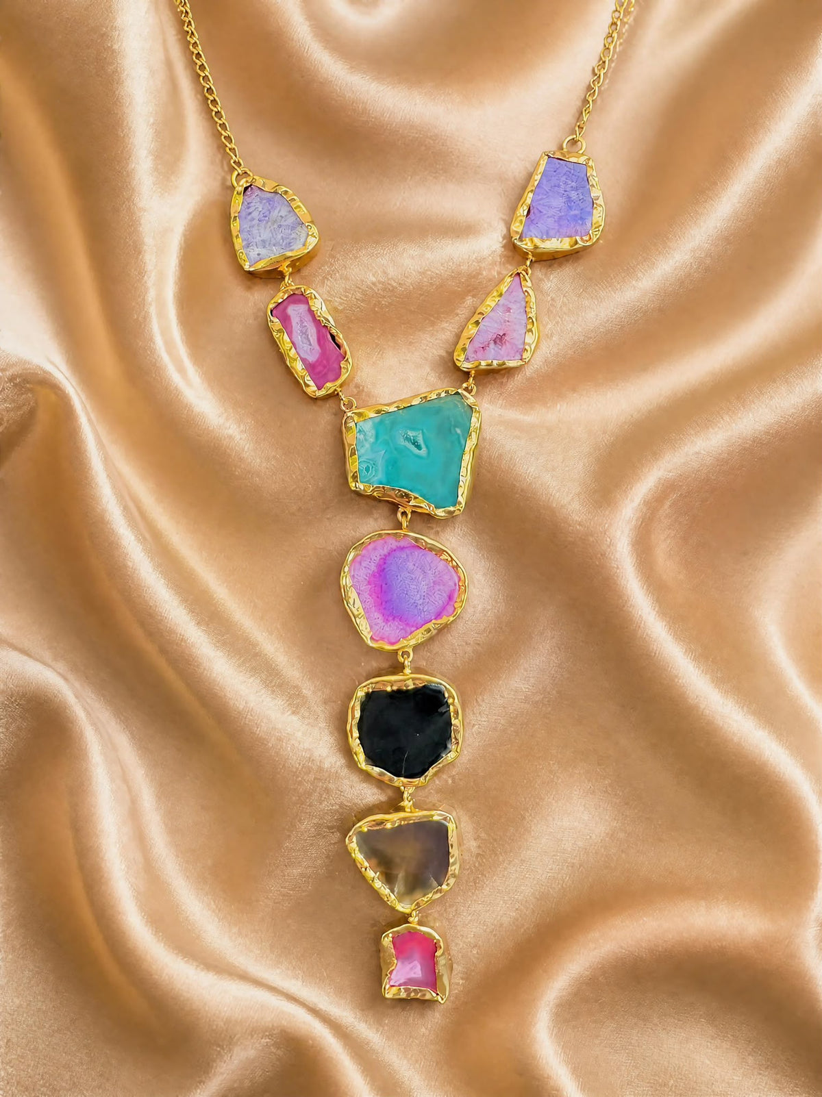 Individually Yours Agate Necklace - Kaleidoscope Geode Cascade