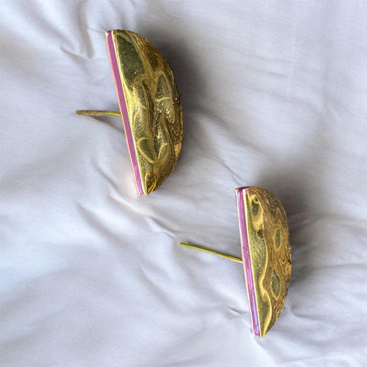 Golden Cresent Studs - Purple