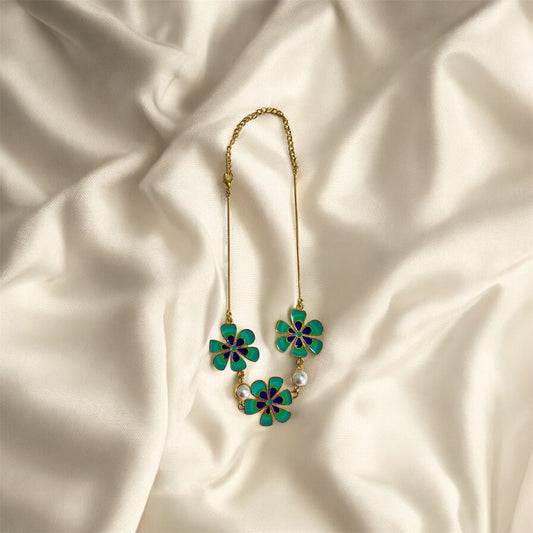 Splash of Petals Necklace - Aqua Blue